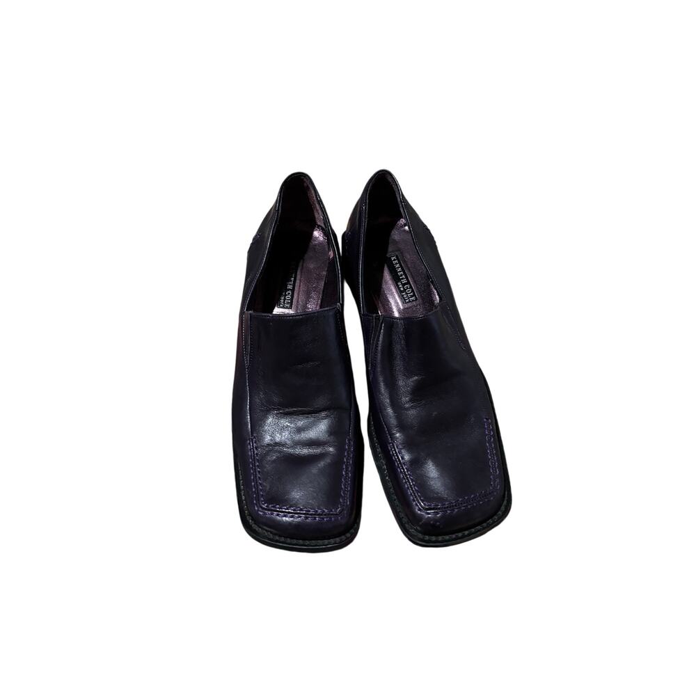 Kenneth Cole 8m plum leather loafer made in italy black soles guc quality shoe
